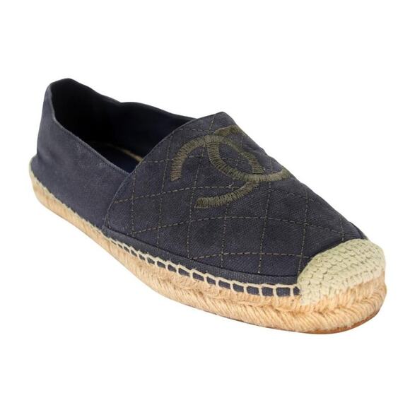 Chanel Stacked Espadrille 37 Embroidered Canvas Quilted Flats CC-0707N-0011 - Picture 7 of 11